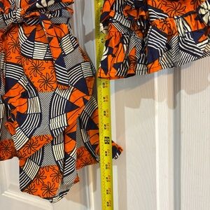 Vibrant Orange and Blue Women's cotton wrap top